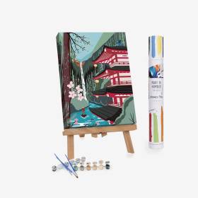 Kit De Arte Con Guía Numerada 40X50 Pagoda En La Naturaleza